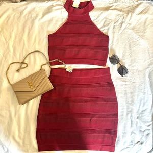 Ruby and Jenna two piece wine colored set. Mini skirt and halter top.Medium NWT